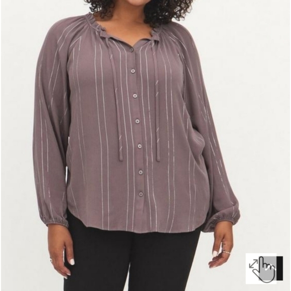 Torrid Crinkle Gauze With Lurex Peasant Blouse 5X - Picture 2 of 14